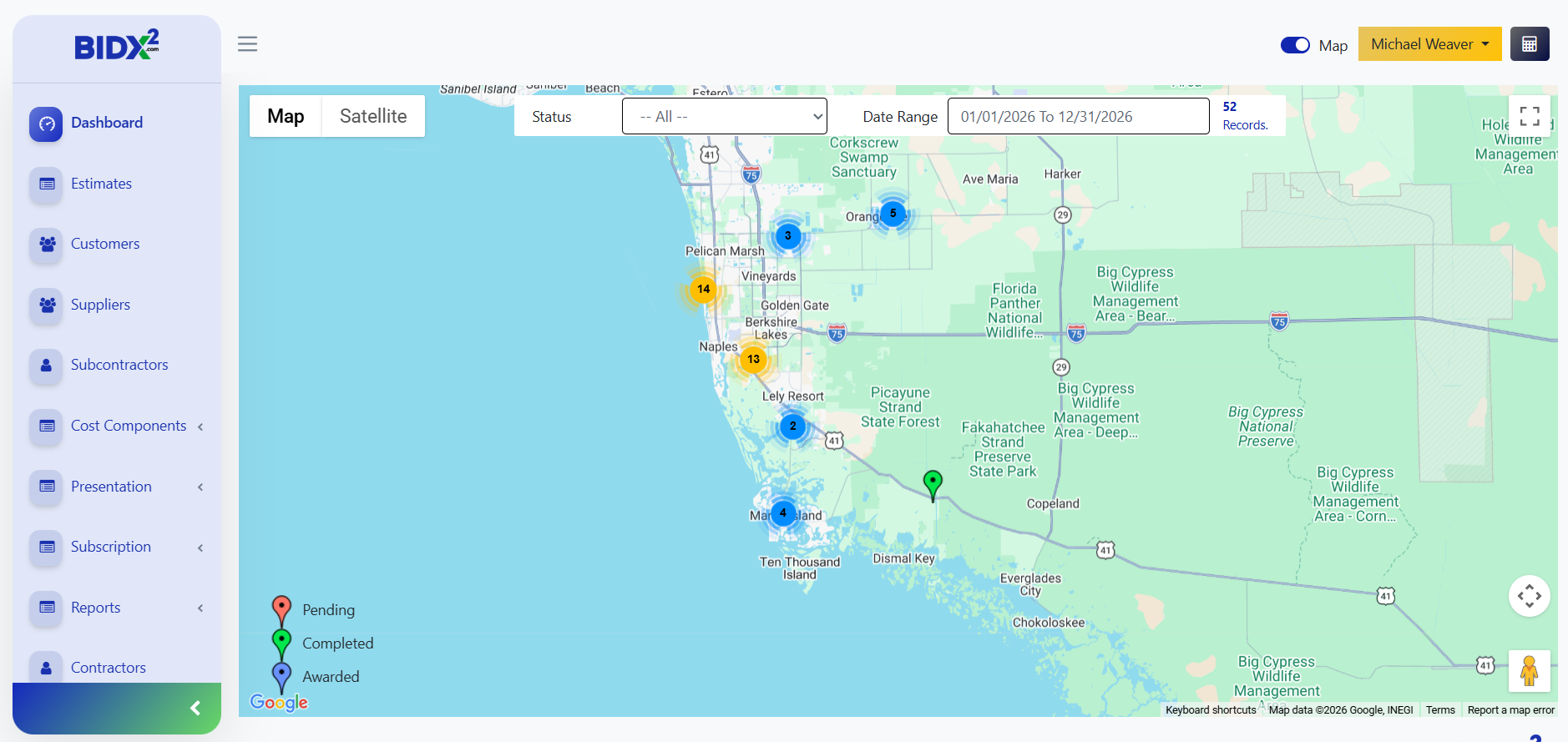 Dashboard map view screenshot