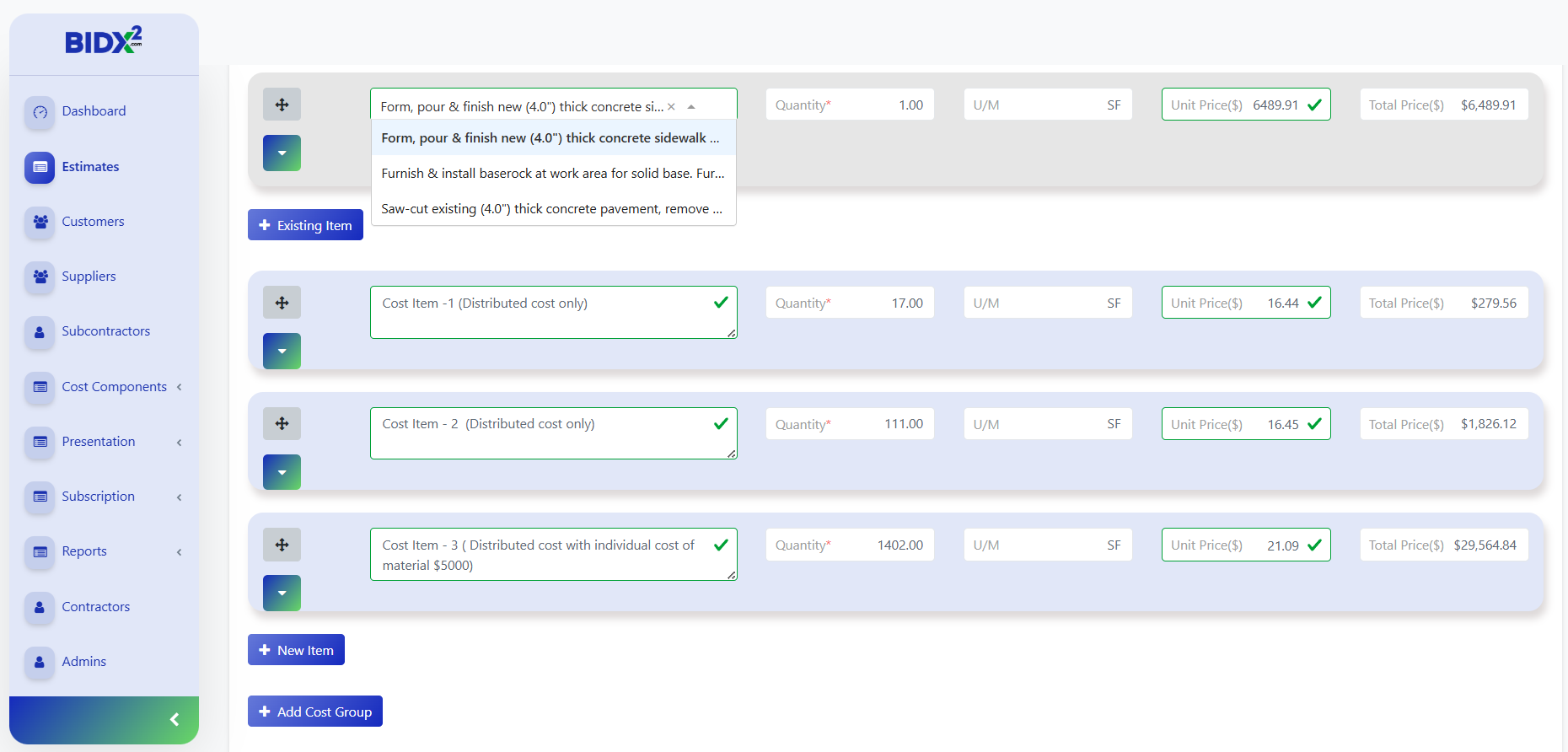 Items view screenshot